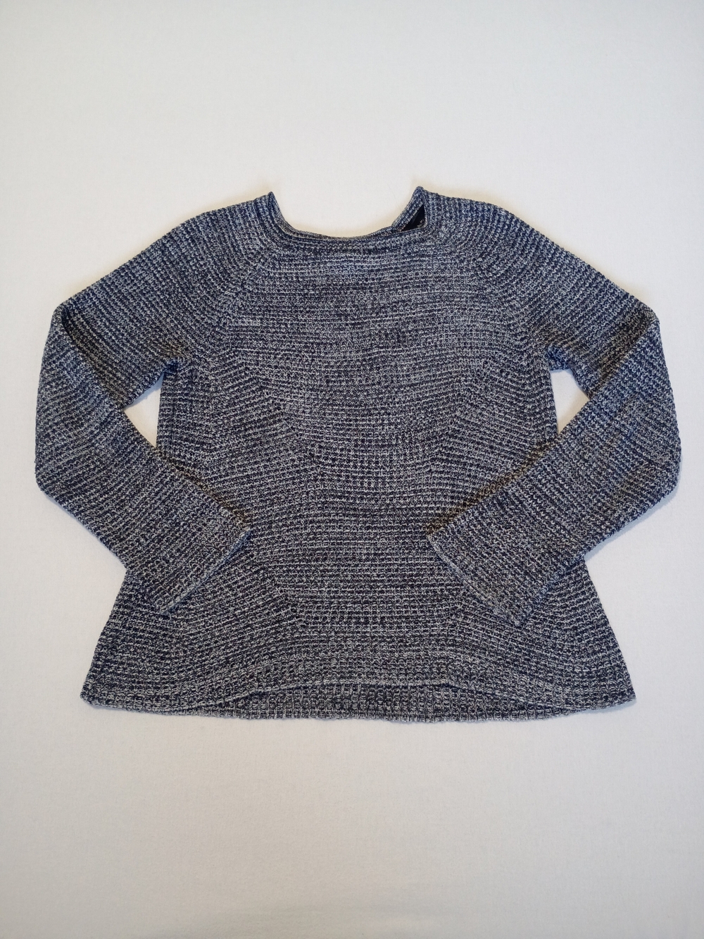 Style & Co Marled Knit Sweater Medium M Grey Navy Ribbed Shaker Pullover Texture